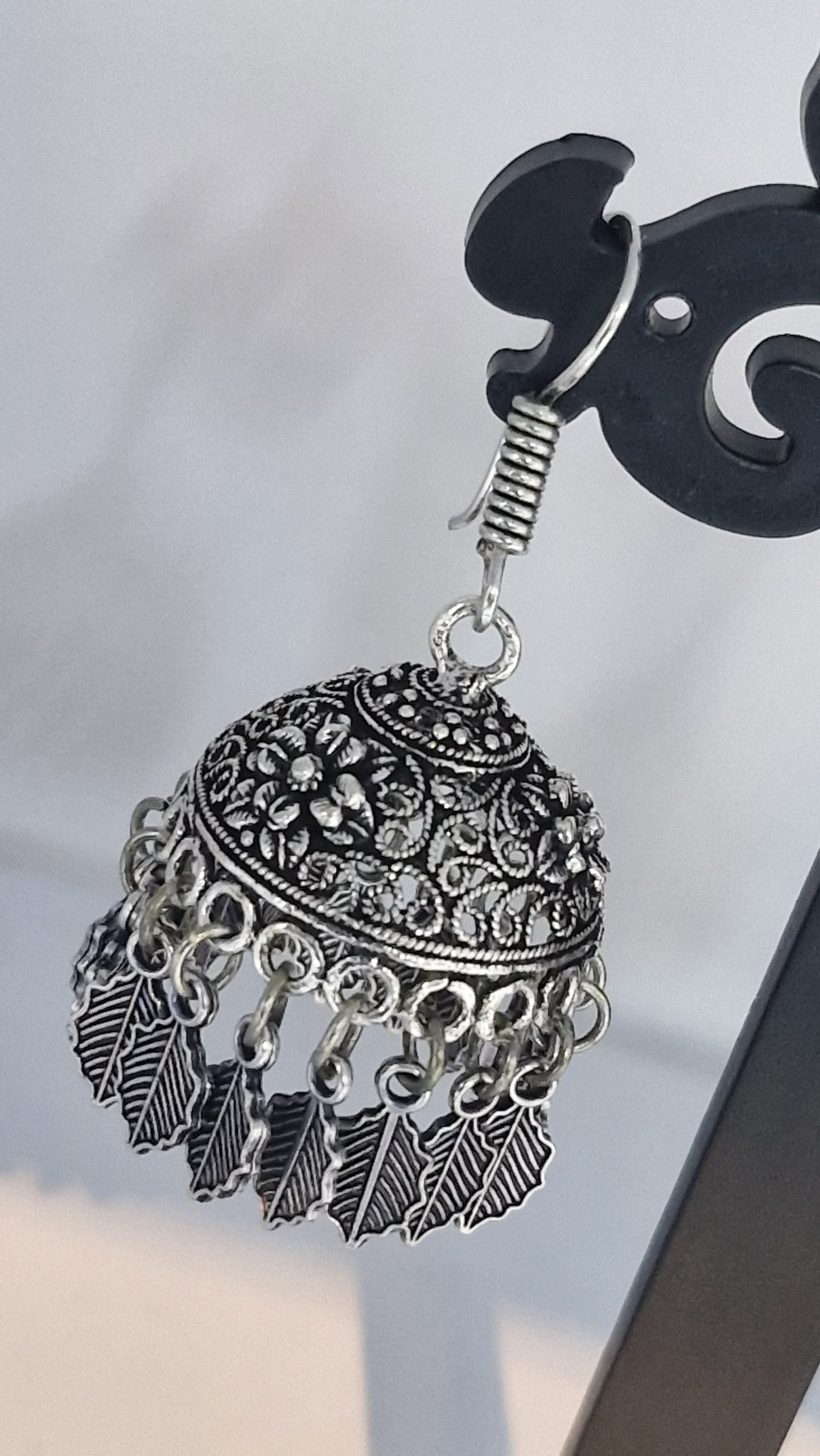 Floral Designer Floral Designer Oxidised Silver Jhumkha Floral Designer Floral Designer Oxidised Silver Jhumkha