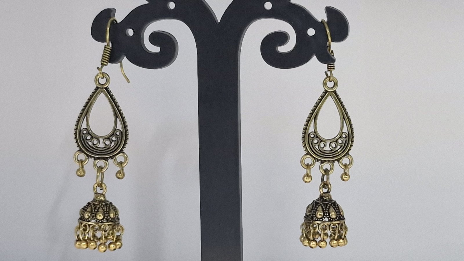 Floral Designer Oxidised Gold Jhumkha Floral Designer Oxidised Gold Jhumkha - Image 2