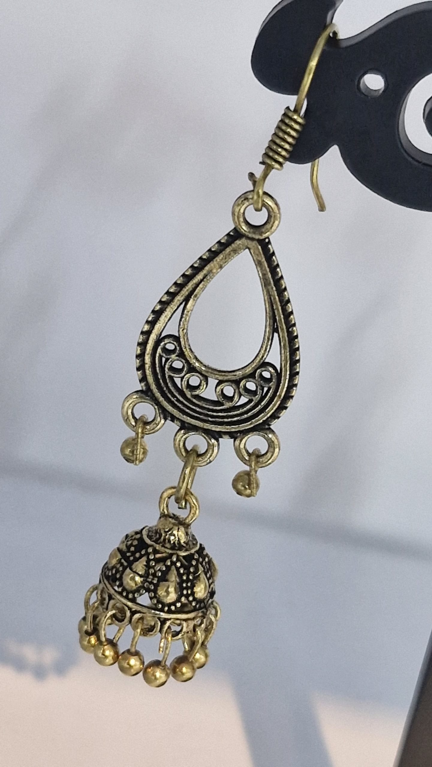 Floral Designer Oxidised Gold Jhumkha Floral Designer Oxidised Gold Jhumkha
