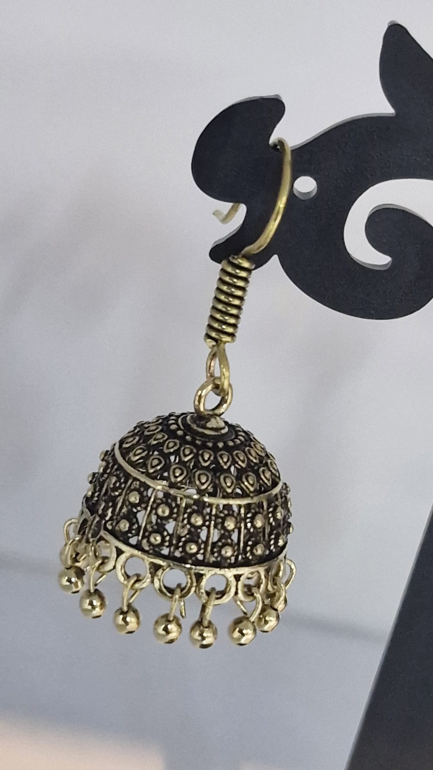 Floral Designer Oxidised Gold Jhumkha Floral Designer Oxidised Gold Jhumkha