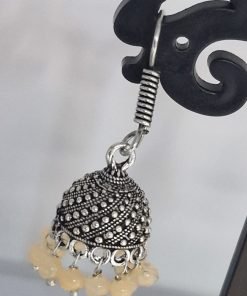 Floral Designer Oxidised Silver Jhumkha