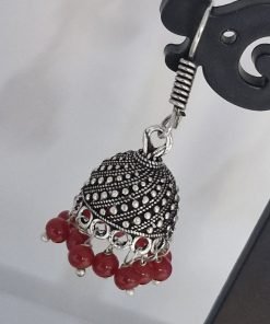 Floral Designer Oxidised Silver Jhumkha