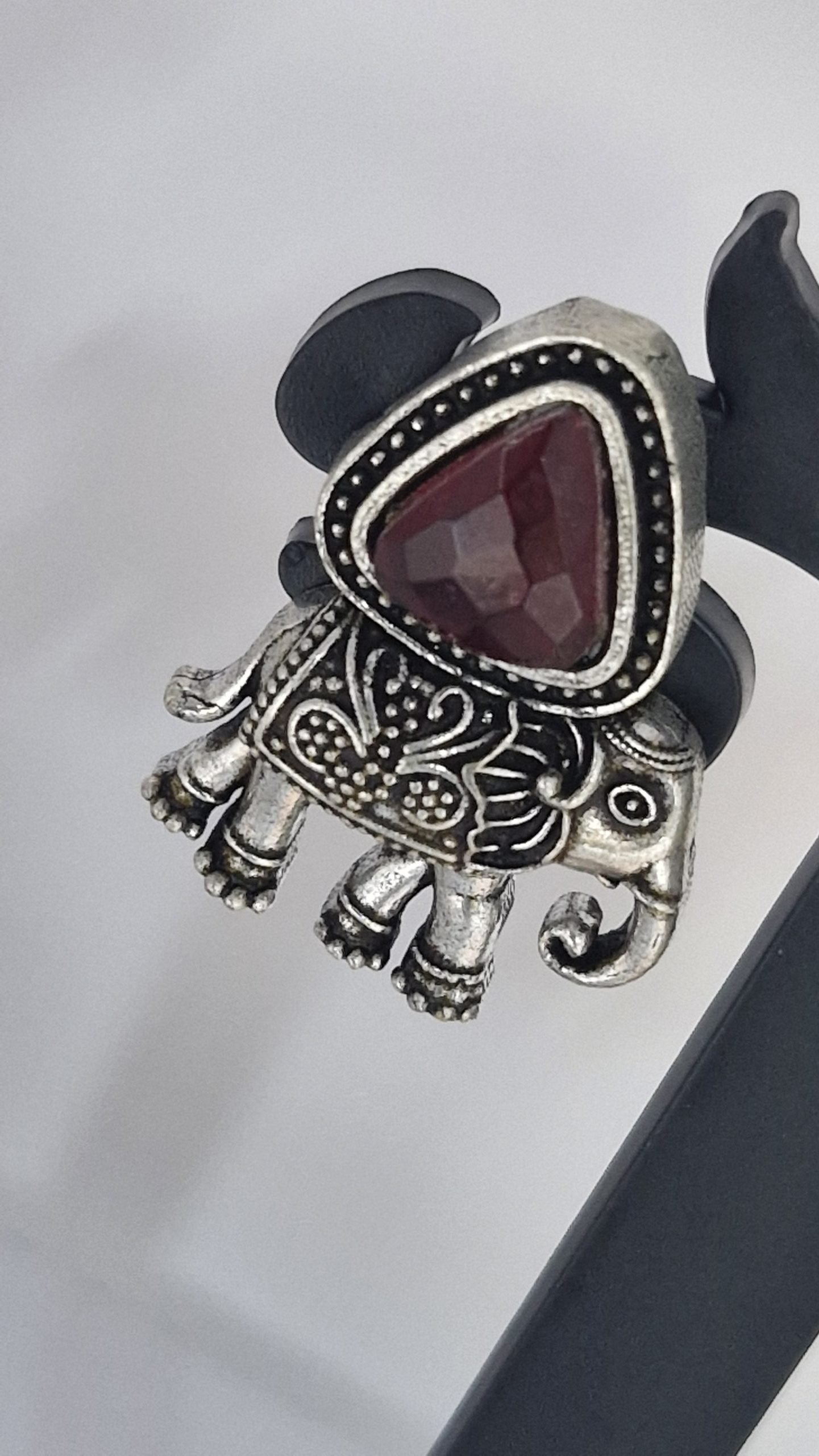 Red Stone and Silver Oxidised Earrings Red Stone and Silver Oxidised Earrings