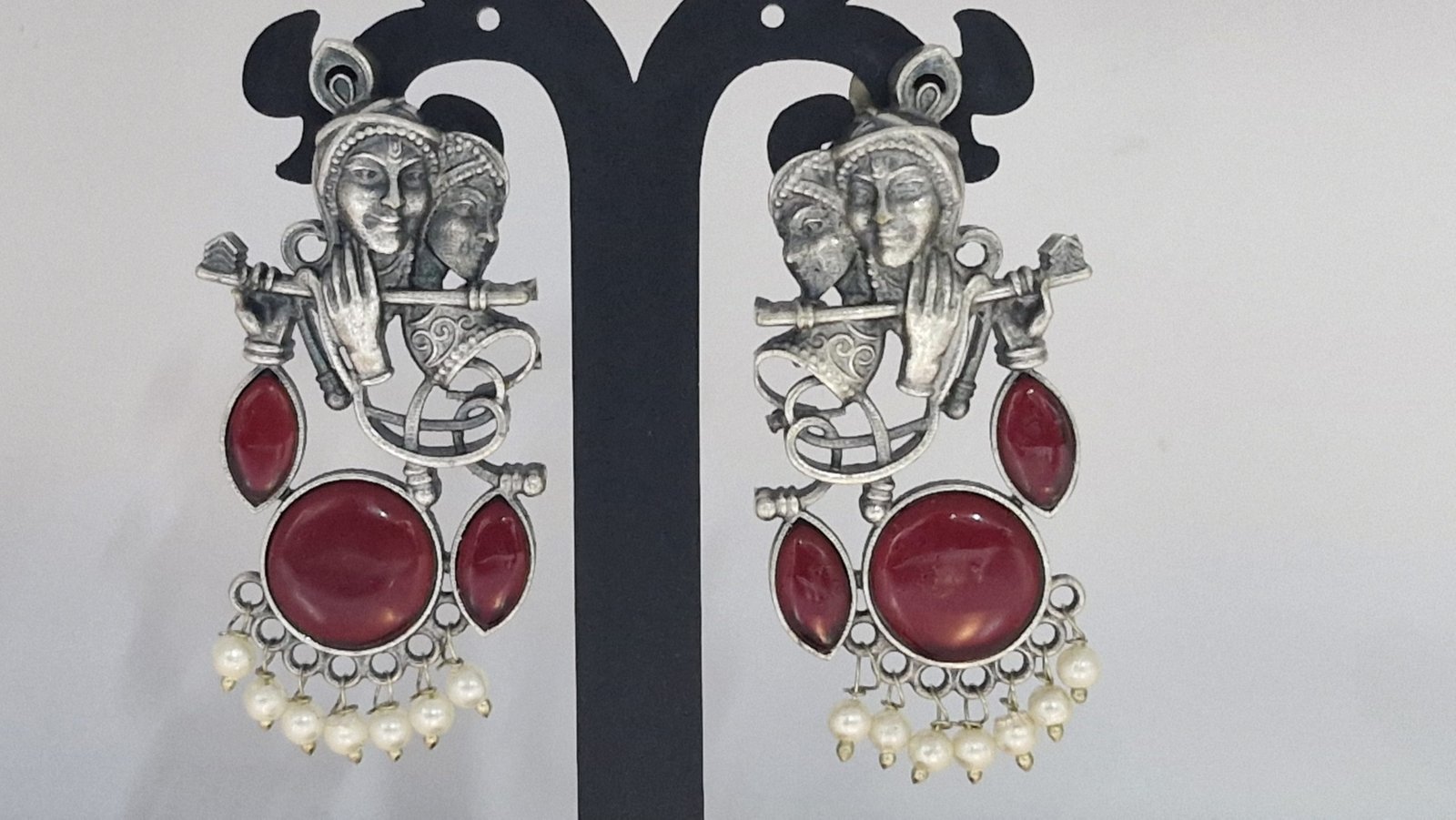 Radha Krishna Oxidized Silver Earrings Radha Krishna Oxidized Silver Earrings - Image 3