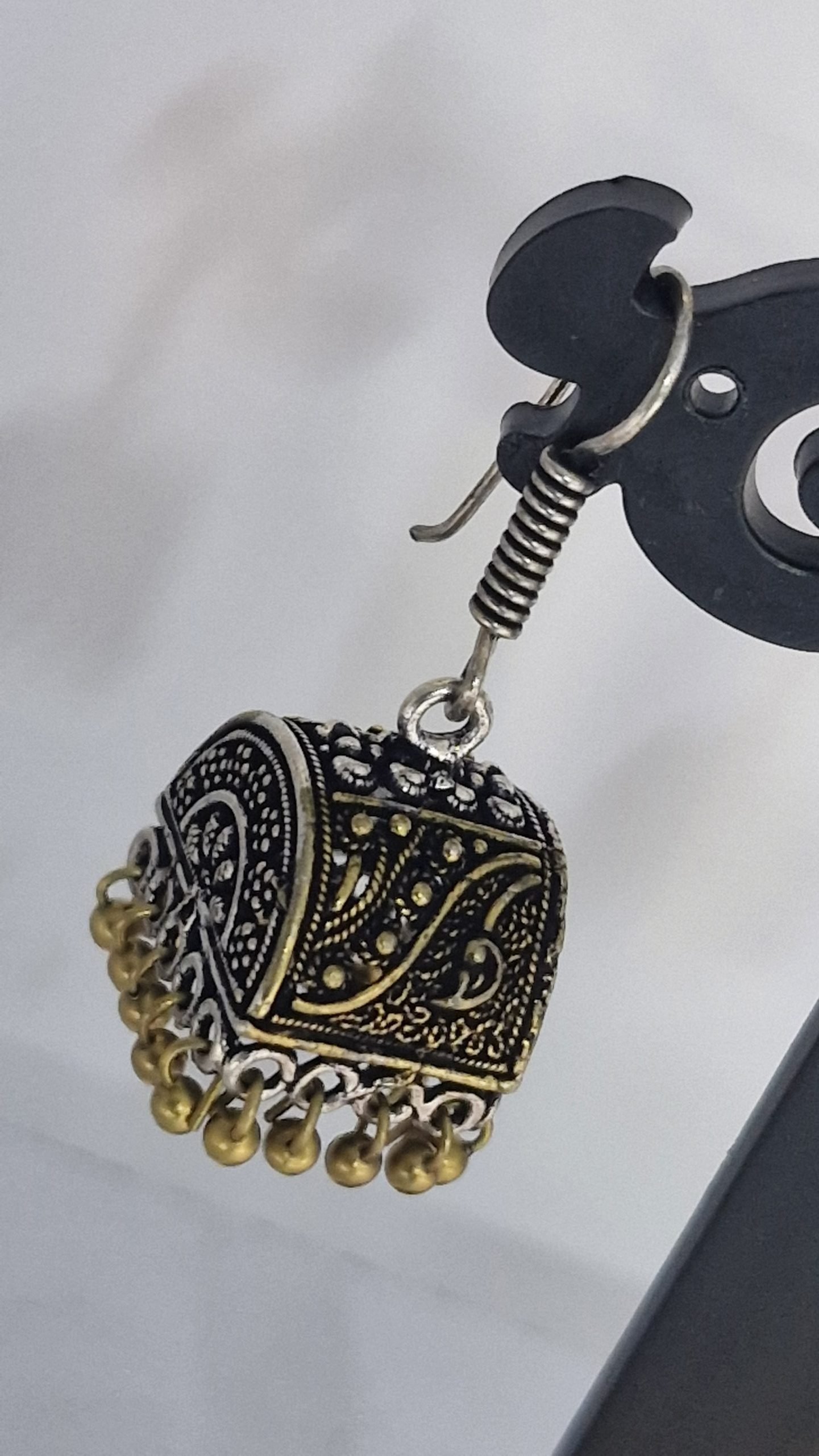 Floral Designer Oxidised Gold Jhumkha Floral Designer Oxidised Gold Jhumkha