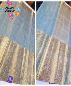 Greyish Blue Colour Golden Tissue Silk Saree Greyish Blue Colour Golden Tissue Silk Saree