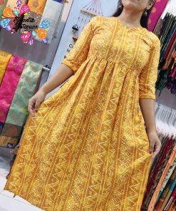 Yellow Colour Nyra cut kurthi