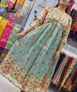 Tissue Silk Frock Style Kurthi Tissue Silk Frock Style Kurthi