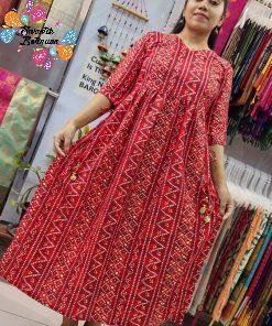 Red Colour Nyra cut kurthi