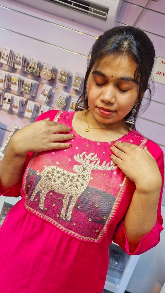 Pink Colour Roman Silk Ready Made Shalwar Suit Pink Colour Roman Silk Ready Made Shalwar Suit - Image 2