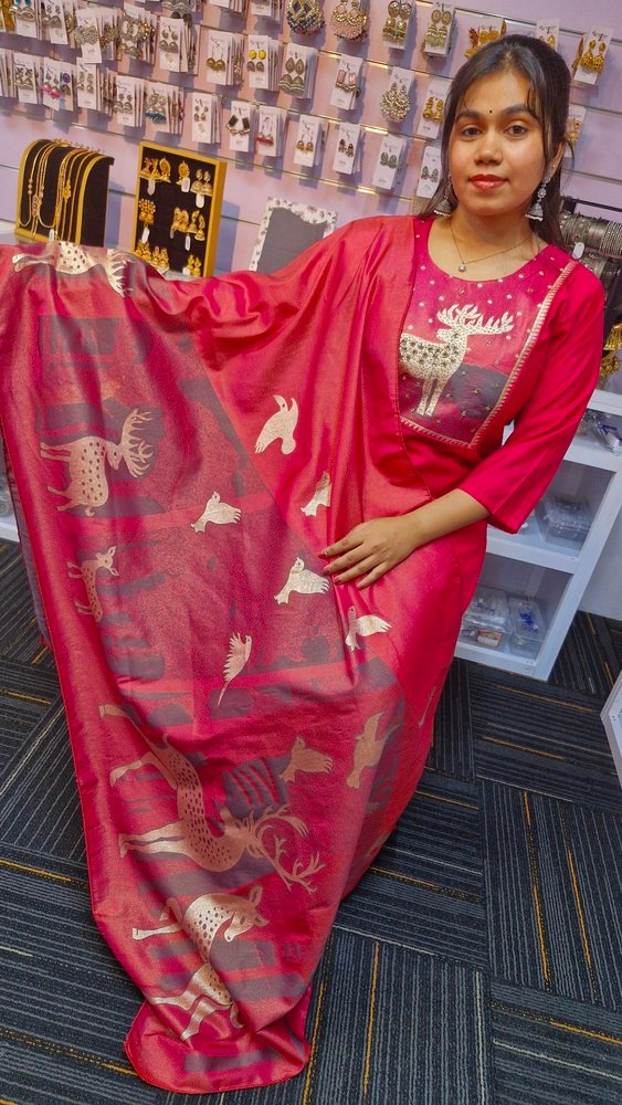 Pink Colour Roman Silk Ready Made Shalwar Suit Pink Colour Roman Silk Ready Made Shalwar Suit