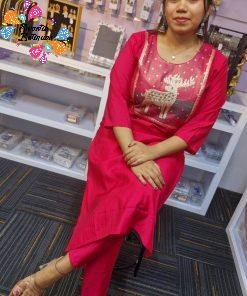 Pink Colour Roman Silk Ready Made Shalwar Suit Pink Colour Roman Silk Ready Made Shalwar Suit