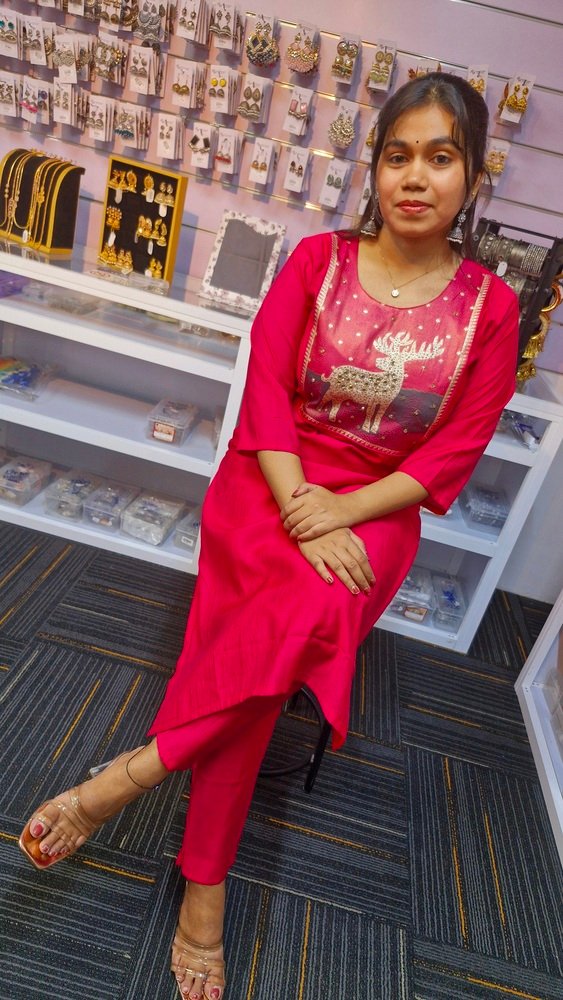 Pink Colour Roman Silk Ready Made Shalwar Suit Pink Colour Roman Silk Ready Made Shalwar Suit - Image 3