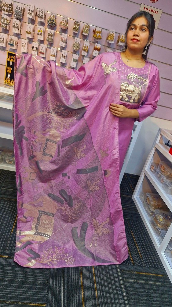 Lavender Colour Roman Silk Ready Made Shalwar Suit - Image 6