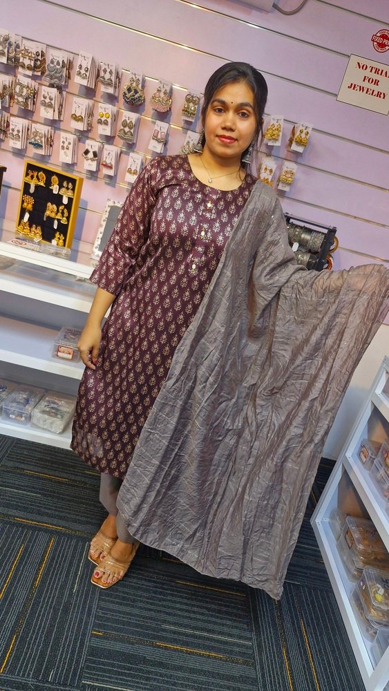 Coffee Brown Ready Made Shalwar Suit