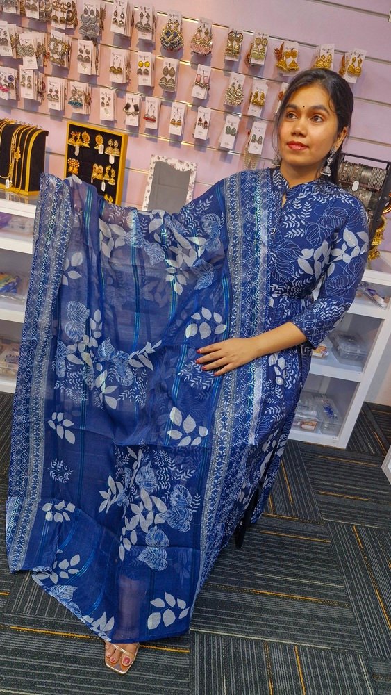 Blue and White Colour Ready Made Shalwar Suit Blue and White Colour Ready Made Shalwar Suit