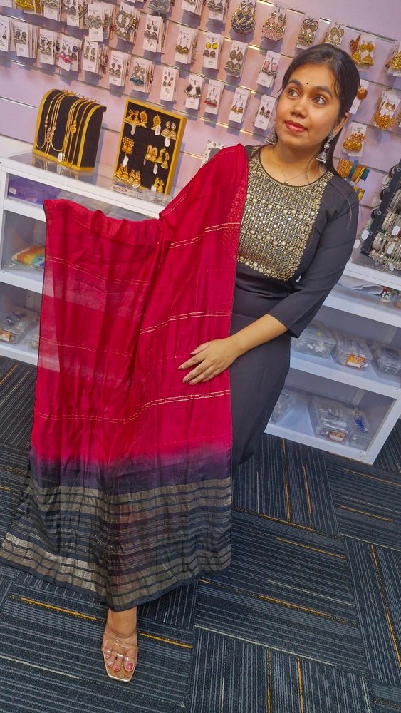 Black and Red Colour Ready-Made Shalwar Suit - Image 6