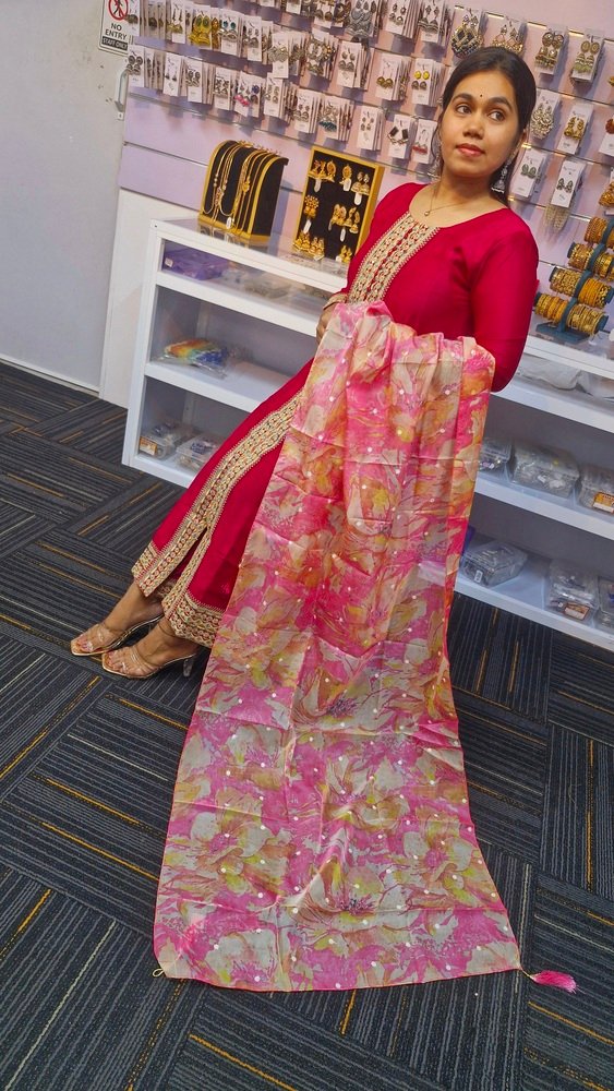 Pink Colour Ready-Made Shalwar Suit