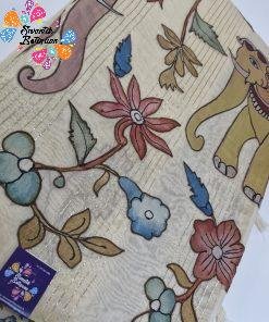 Elephant Designer Semi Chanderi Silk Saree With Applique Work