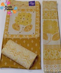 Yellow and White Colour Flower Designer Premium Heavy Rayon Shalwar Material