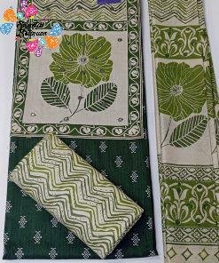 Green and White Colour Flower Designer Premium Heavy Rayon Shalwar Material