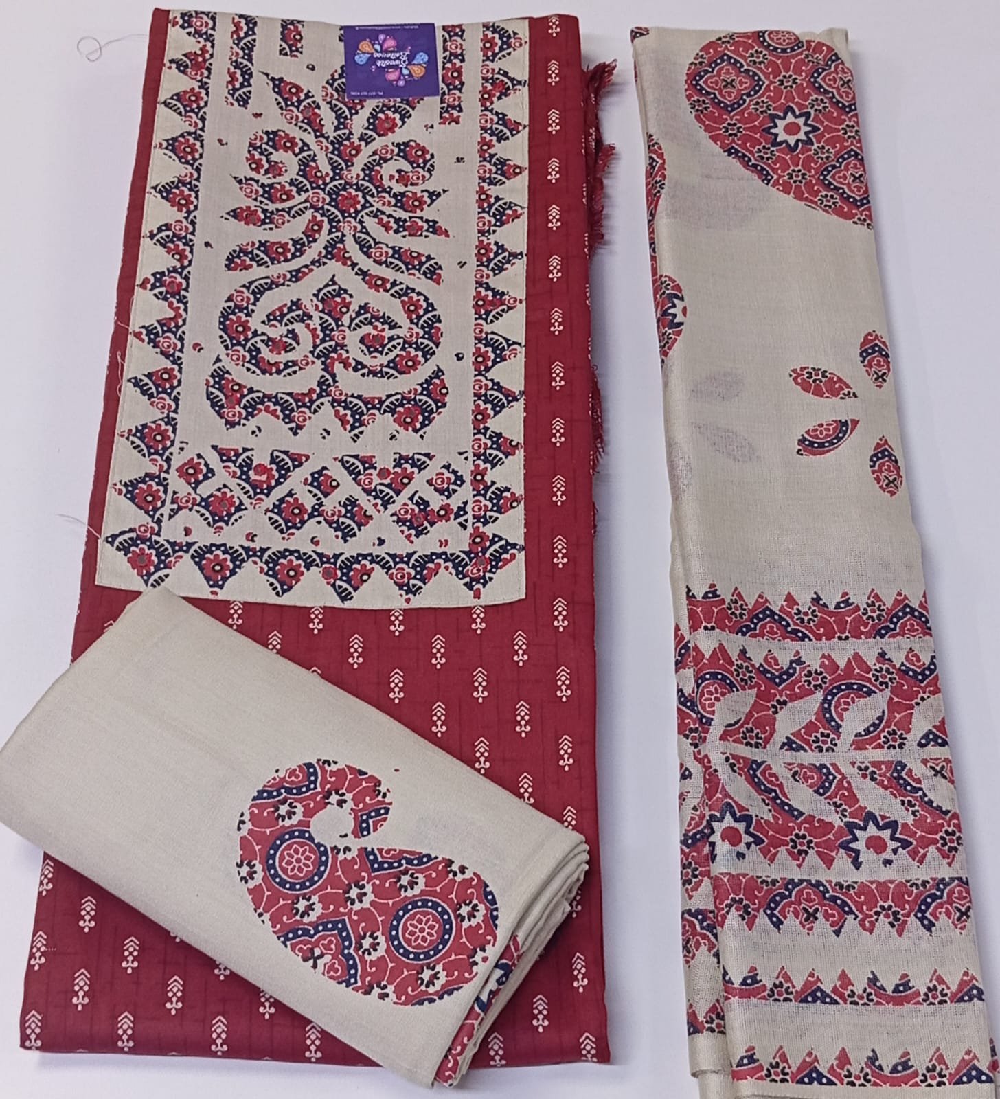 Maroon and Butter Colour Floral Designer Premium Heavy Rayon Shalwar Material