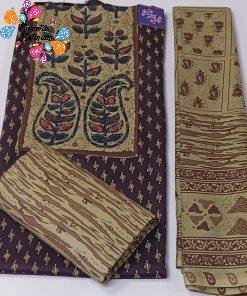 Plum Colour and Butter Colour Floral Designer Premium Heavy Rayon Shalwar Material