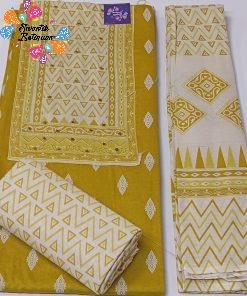 Yellow and White Colour Floral Designer Premium Heavy Rayon Shalwar Material