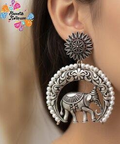 Oxidised Silver Earring