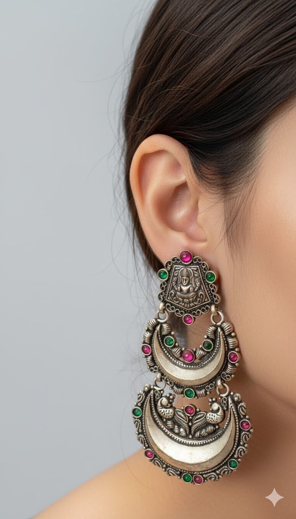 Maha Lakshmi German Silver Earring Maha Lakshmi German Silver Earring