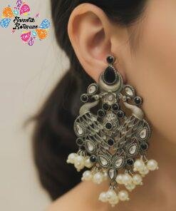 Silver Oxidised Earring