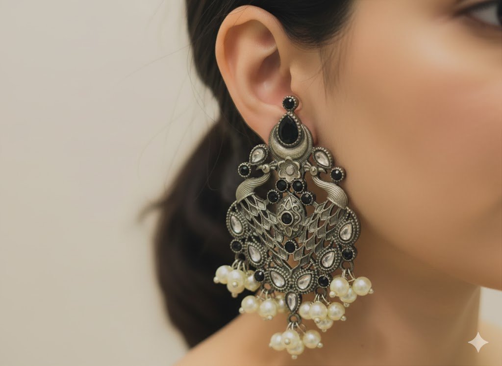 Silver Oxidised Earring Silver Oxidised Earring