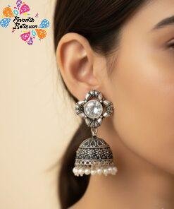 Oxidised Silver Jhumkha