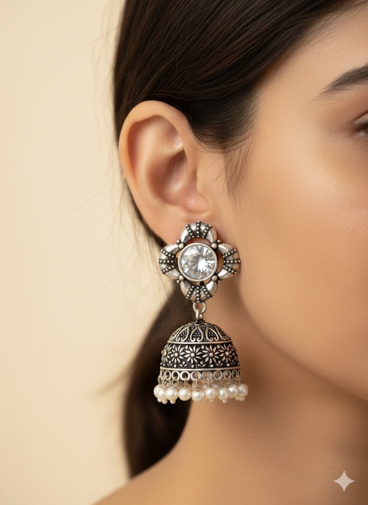 Oxidised Silver Jhumkha Oxidised Silver Jhumkha