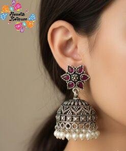 Oxidised Silver Jhumkha