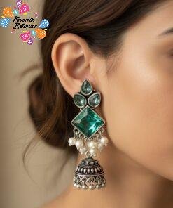 Oxidised Silver Jhumkha