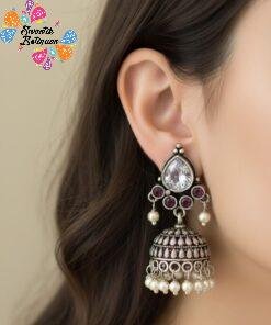 Oxidised Silver Jhumkha