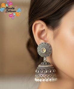Oxidised Silver Jhumkha