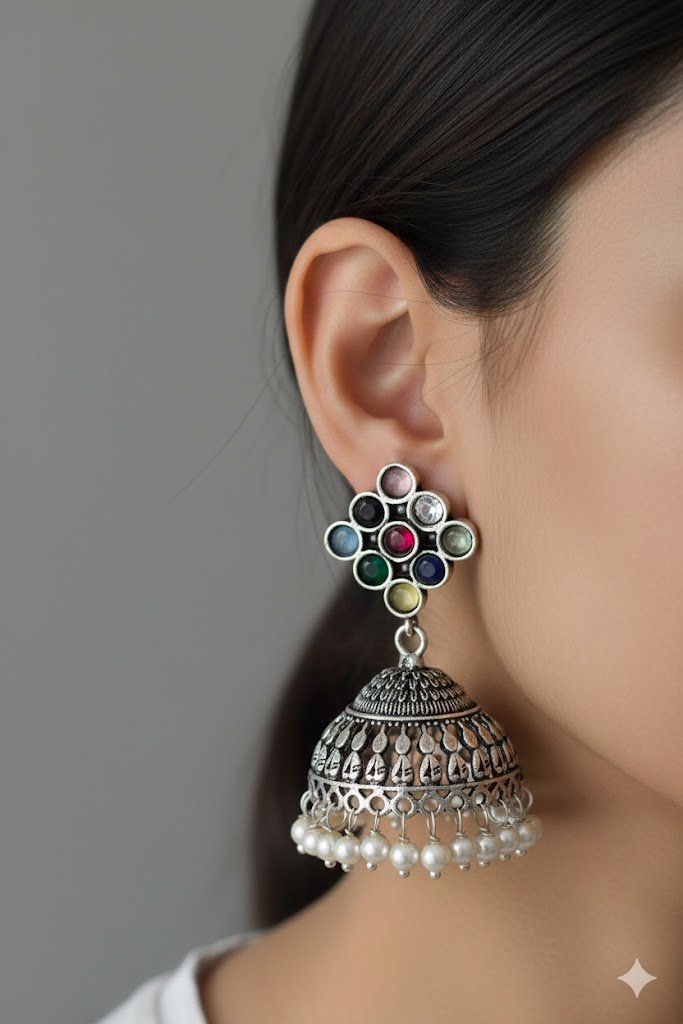 Oxidised Silver Jhumkha Oxidised Silver Jhumkha