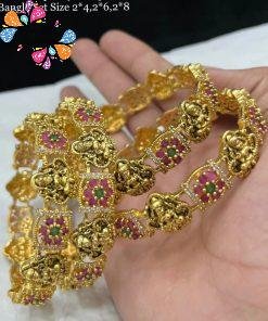 Lakshmi With Flower Designer Matte Finished Bangle set Lakshmi With Flower Designer Matte Finished Bangle set