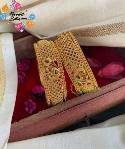 Peacock Designer Matte Finished Bangle set