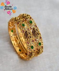 Lakshmi With Flower Designer Matte Finished Bangle set