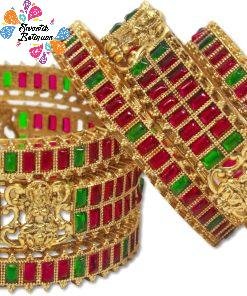 Lakshmi With Flower Designer Matte Finished Bangle set
