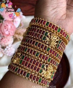Lakshmi With Flower Designer Matte Finished Bangle set Lakshmi With Flower Designer Matte Finished Bangle set