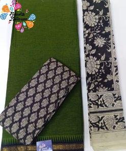 Green and Black Colour Kalamkari Shalwar Material