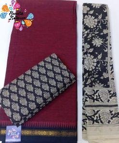 Maroon and Black Colour Kalamkari Shalwar Material