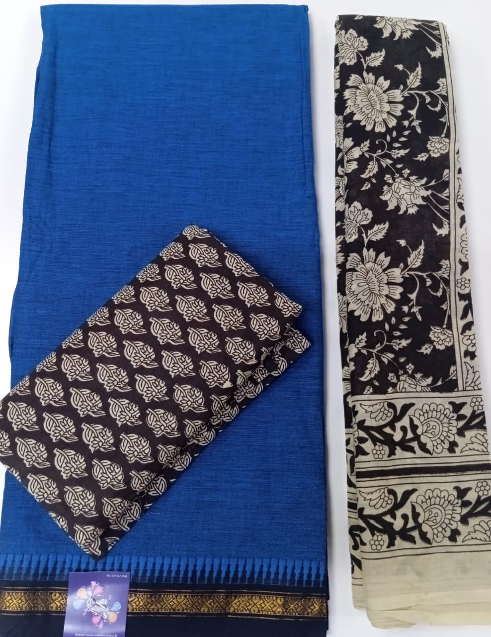 Blue and Black Colour Kalamkari Shalwar Material