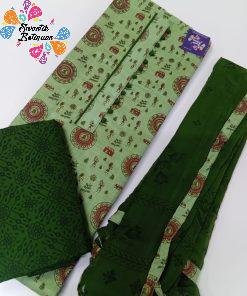 Dark Green and Light Green Colour Soft Cotton Shalwar Material