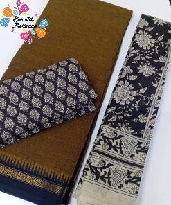 Mustard and Black Colour Kalamkari Shalwar Material