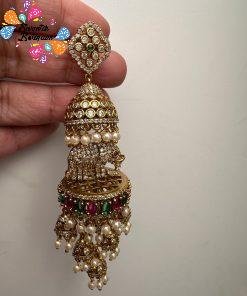 Alternative view of Premium Elephant AD STONES Jhumkha